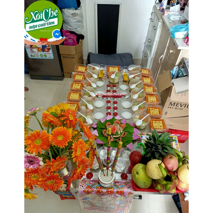 Mâm cúng đầy tháng bé gái